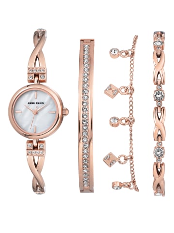 Anne Klein Quarzuhr Geschenksets in weiß perlmutt / rosegold