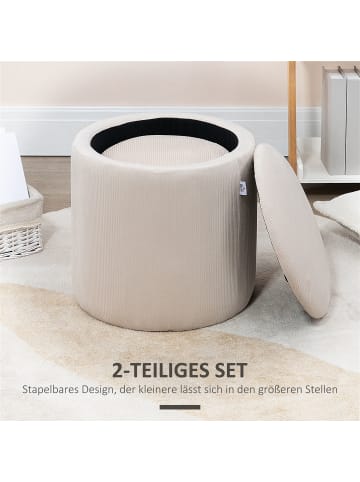 HOMCOM Sitzhocker-Set in Cremeweiß 40L x 40B x 41H cm