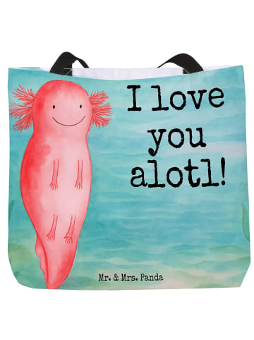 Mr. & Mrs. Panda Stofftasche Axolotl Liebe Design mit Spruch in Weiß