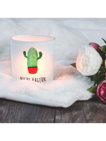 Mr. & Mrs. Panda Windlicht Glas Kaktus Wut mit Spruch in Transparent