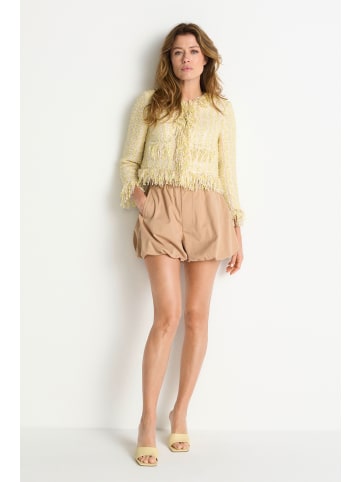 Rich & Royal Short Bouclé Jacket with Fringes in Soft Butter