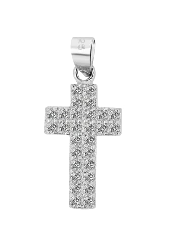 Adeliás Damen Anhänger Kreuz aus 925 Silber mit Zirkonia in weiß