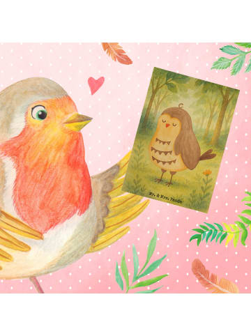 Mr. & Mrs. Panda Glückwunschkarte Eule Zufrieden Design ohne Spruch in Weiß