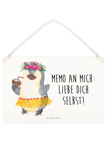 Mr. & Mrs. Panda holzbild Pinguin Kokosnuss mit Spruch in Weiß