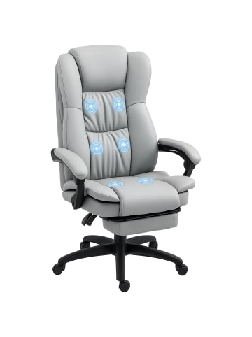 Vinsetto Bürostuhl mit Massagefunktion-68,5B x 68,5T x 113-121H cm-Hellgrau