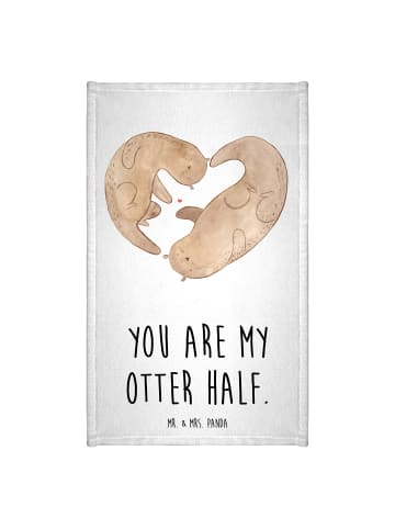 Mr. & Mrs. Panda Gästehandtuch Otter Herz mit Spruch in Weiß