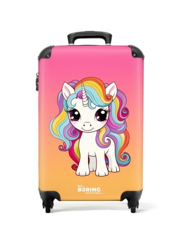 NoBoringSuitCases Suitcase, Handgepäck, Koffer, Reisekoffer Einhorn rosa orange