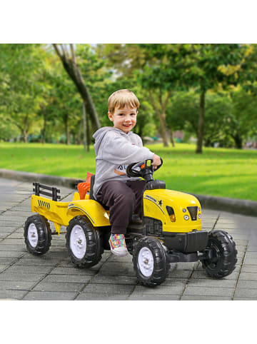 HOMCOM Trettraktor Kinder ab 3 Jahren Gelb
