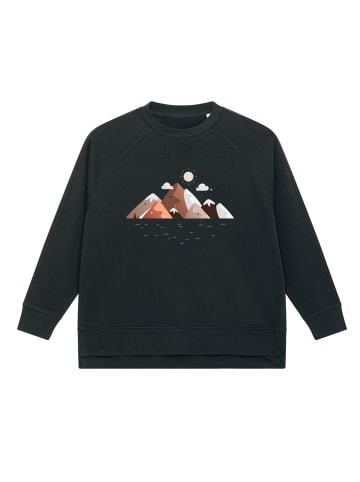 wat? Apparel Sweatshirt Mountains & Moon in Schwarz