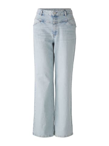 Oui Jeans THE STRAIGHT mid waist, regular in blue denim