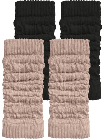 normani 2 Paar Strickstulpen mit wärmender Wolle in Schwarz/Beige