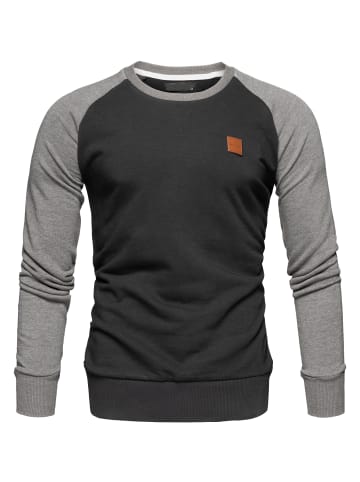 Humy Dünner Rundhals Sweater Farbblock Longsleeve A&S in Schwarz