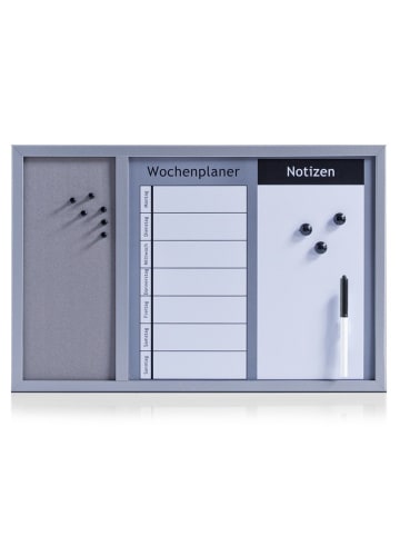 Zeller Tafel für die Notizen WOCHENPLANER, 3 in 1 in Grau, 60 x 40 cm
