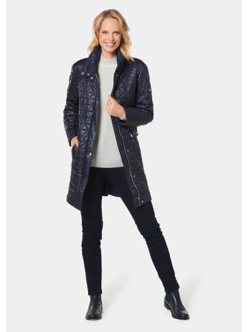 GOLDNER Kurzgröße:  Steppmantel mit geknöpftem Stehkragen in marine