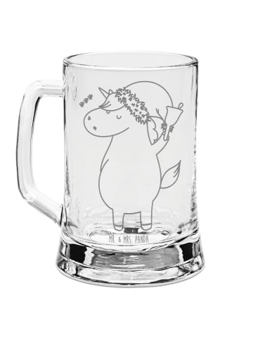 Mr. & Mrs. Panda Bierkrug Glas Einhorn Weihnachtsmann ohne Spruch in Transparent