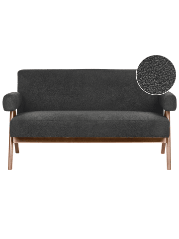 Beliani 2-Sitzer Sofa TAMRE in Schwarz/Braun - (W) 148 x (H) 79 x (L) 78 cm