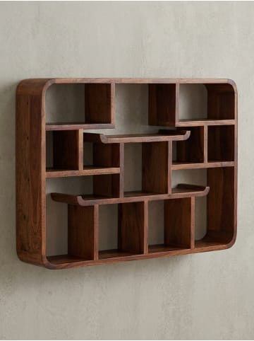 KADIMA DESIGN Wandregal | Sheesham Massiv, 80x55x15cm, Schwebend