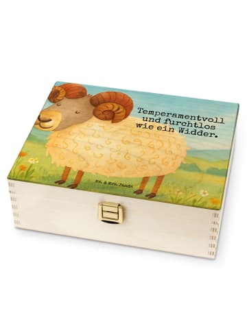 Mr. & Mrs. Panda Teebox Holz Sternzeichen Widder Design mit Spruch in Weiß