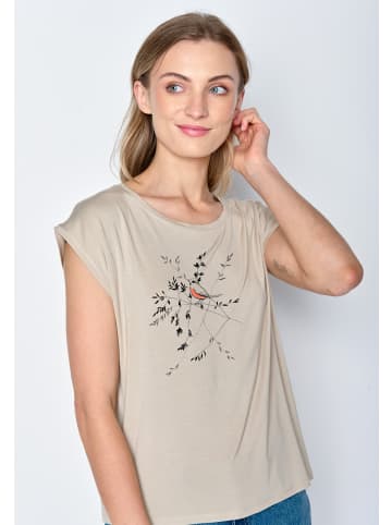 GreenBomb T-Shirt Animal Bird Branch in Kaffee Latte