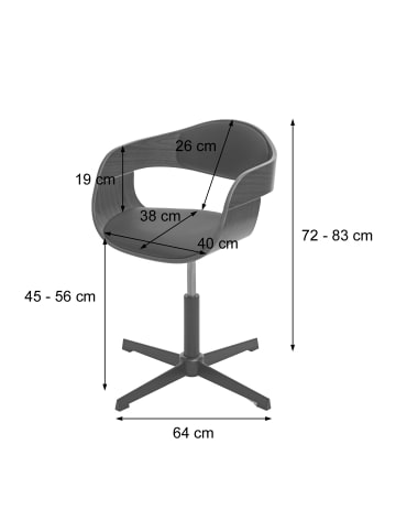 MCW Bürostuhl H46, Walnuss-Optik, Stoff/Textil dunkelgrau