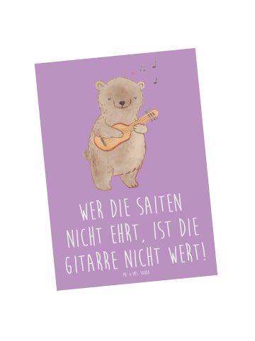 Mr. & Mrs. Panda Postkarte Gitarre Wert mit Spruch in Lavendeltraum