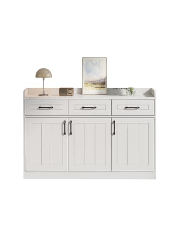 ABRIHOME Sideboard in Weiß 120x35x80 cm mit 3 Türen 3 Schubladen verstellbaren Böden