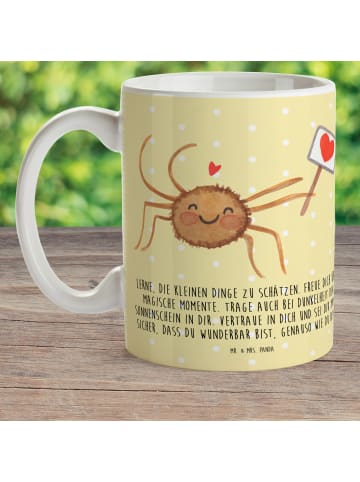 Mr. & Mrs. Panda Mehrwegbecher Spinne Agathe Motivation mit Spruch in Gelb Pastell