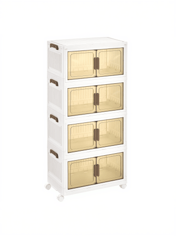 SONGMICS Aufbewahrungsbox Dennys in Weiß-Transparentes Braun - (B)55 x (H)111 x (T)31 cm