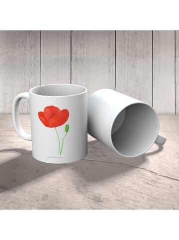 Mr. & Mrs. Panda Kaffeetasse Blume Mohnblume ohne Spruch in Weiß