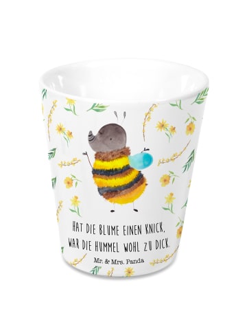 Mr. & Mrs. Panda Blumentopf Hummel flauschig mit Spruch in Weiß