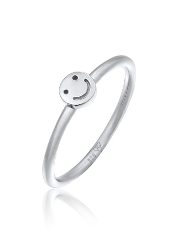 Elli Ring 925 Sterling Silber mit Smiling Face, Pinky Ring in Silber