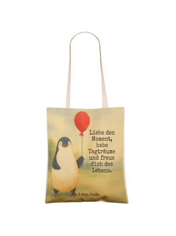 Mr. & Mrs. Panda Tasche Pinguin Luftballon Design mit Spruch in Weiß