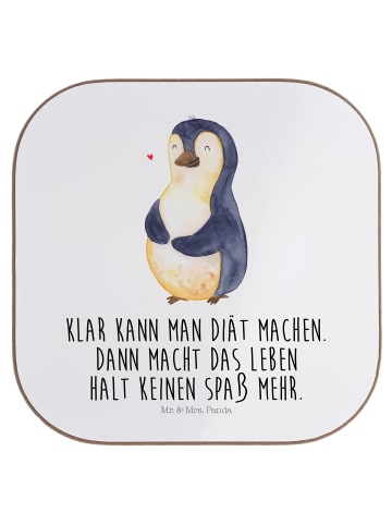 Mr. & Mrs. Panda Untersetzer Glas Pinguin Diät mit Spruch in Weiß