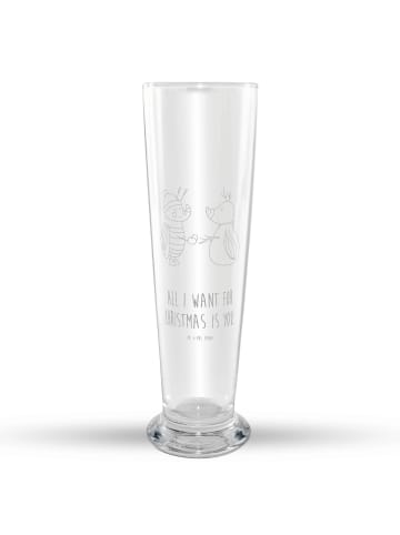 Mr. & Mrs. Panda Glas mit Gravur Nachtfalter Schneemann mit Spruch in Transparent