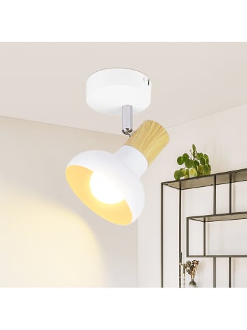 ZMH Deckenleuchte in Weiß 1-flammige E14 rund Vintage Metall Deckenspots