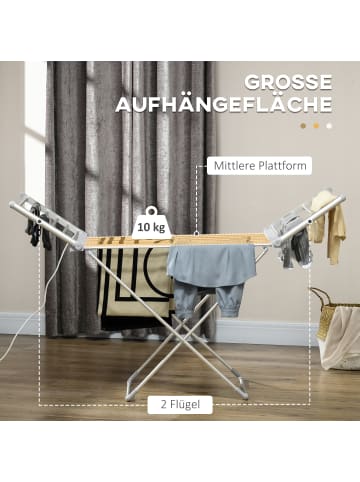 HOMCOM Elektrischer Wäscheständer-144L x 53B x 91H cm-Silber