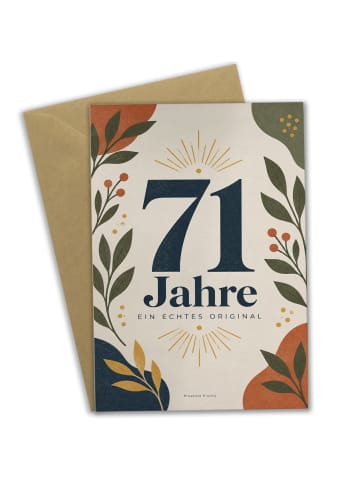 Geburtstagskarte 71. Geburtstag Zahl stilvoll D... in Weiß