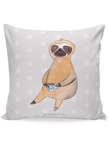 Mr. & Mrs. Panda Kissen 40x40 Faultier Kaffee ohne Spruch in Grau Pastell