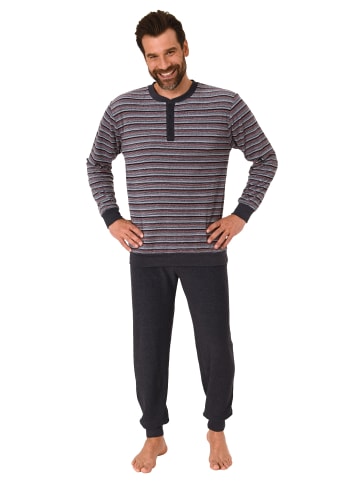 NORMANN Frottee Pyjama Schlafanzug Bündchen Streifen - 67664 in rot