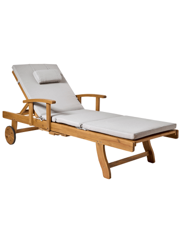 Beliani Gartenliege JAVA PREMIUM in Braun/Grau - (W) 64 x (H) 35 x (L) 196 cm