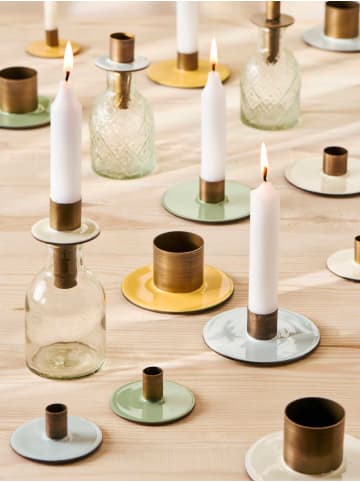 IB Laursen Kerzenhalter RUND 2-Farbig BUTTER CREAM Gold für 1 Stabkerze