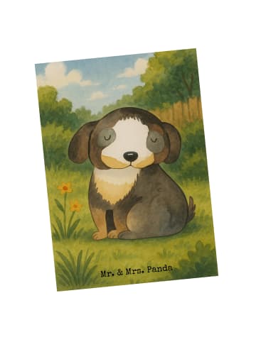 Mr. & Mrs. Panda Postkarte Hund Entspannen Design ohne Spruch in Weiß