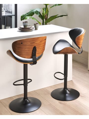 Beliani Drehhocker ROTTERDAM II in Schwarz/Braun - (W) 52 x (H) 93 x (L) 45 cm