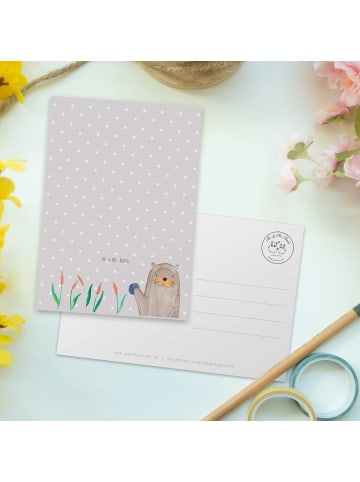 Mr. & Mrs. Panda Postkarte Otter Stein ohne Spruch in Grau Pastell