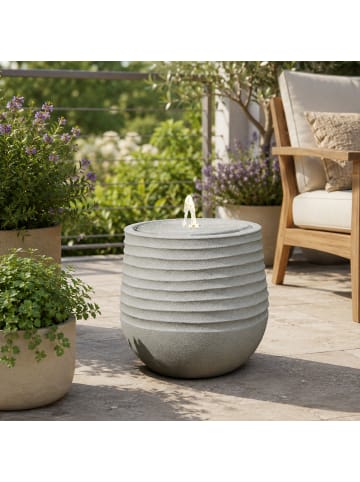 MARELIDA LED Gartenbrunnen CORDOBA Steinoptik D: 40cm Zierbrunnen sand