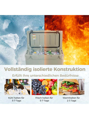COSTWAY 47L Isolierbox Kühlbox tragbar in Hellbraun