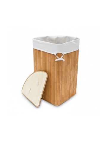 relaxdays Eckwäschekorb Natur - (B)49,5 x (H)65 x (T)37 cm
