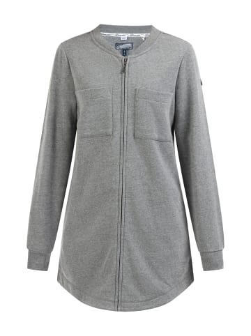 DreiMaster Damen Lange Sweatjacke in Grau Melange