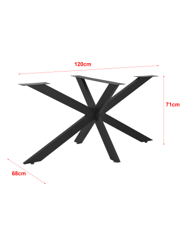 en.casa Tischgestell Oberau in Schwarz (L)120cm (B)68cm (H)71cm