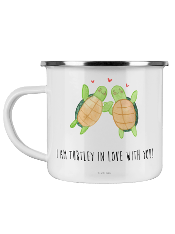 Mr. & Mrs. Panda Pott Schildkröten Paar mit Spruch in Weiß